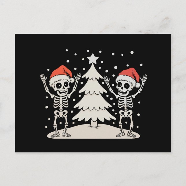 Jul Goth Dansande Skelett Julfirande Helg Vykort (Framsida)