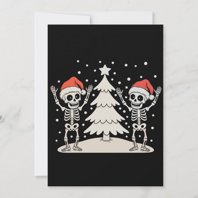 Jul Goth Dansande Skelett Julfirande Julkort (Framsida)