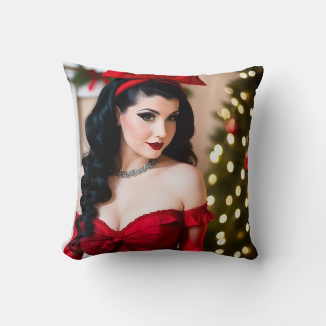 Jul Goth Tjej Holly Holiday Ornament Kudde (Framsida)