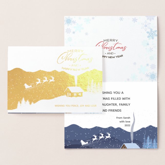 Jul | GOTT NYTT ÅR | Santa anpassade Folierat Kort (Display)