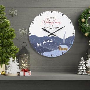 Jul   GOTT NYTT ÅR   Santa gift Stor Klocka
