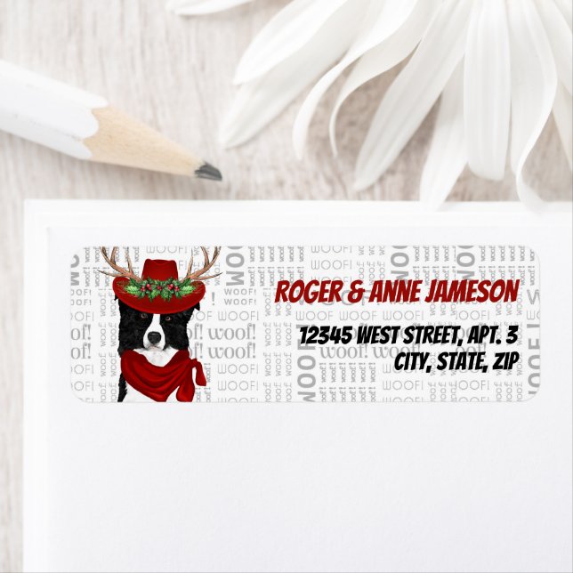 Jul Gräns Collie Hund älskare Adress Returadress Etikett (Insitu)