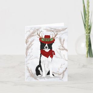 Jul Gräns Collie Hund och Botaniskt Gräs Helgkort