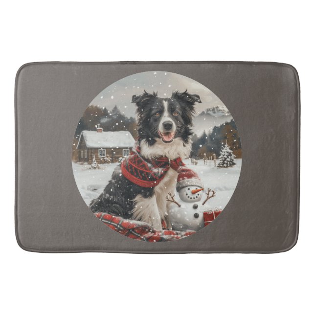 Jul Gräns Collie Hund Snögubbe Badrumsmatta (Framsidan)
