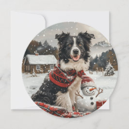 Jul Gräns Collie Hund Snögubbe Julkort