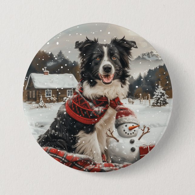 Jul Gräns Collie Hund Snögubbe Knapp (Framsida)