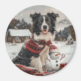 Jul Gräns Collie Hund Snögubbe Magnet