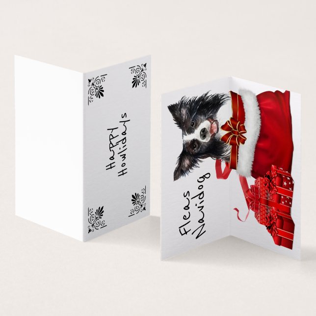 Jul Gräns Collie Santa sack DIY önskemål Kort (In- och utsida)