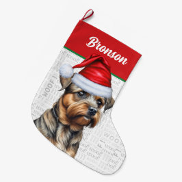Jul Gräns Terrier med Namn Woof Background Stor Julstrumpa