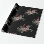 Jul Gräs Black Presentpapper<br><div class="desc">Julens gräs,  vattenfärgsblad,  svart julklapp Papper.</div>