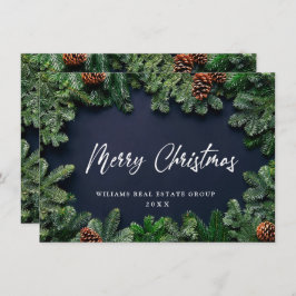 Jul Gräs Cones Corporate Rustic Hälsning Julkort