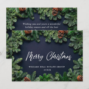 Jul Gräs Cones Corporate Rustic Hälsning Julkort