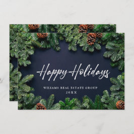 Jul Gräs Cones Corporate Rustic Hälsning Julkort