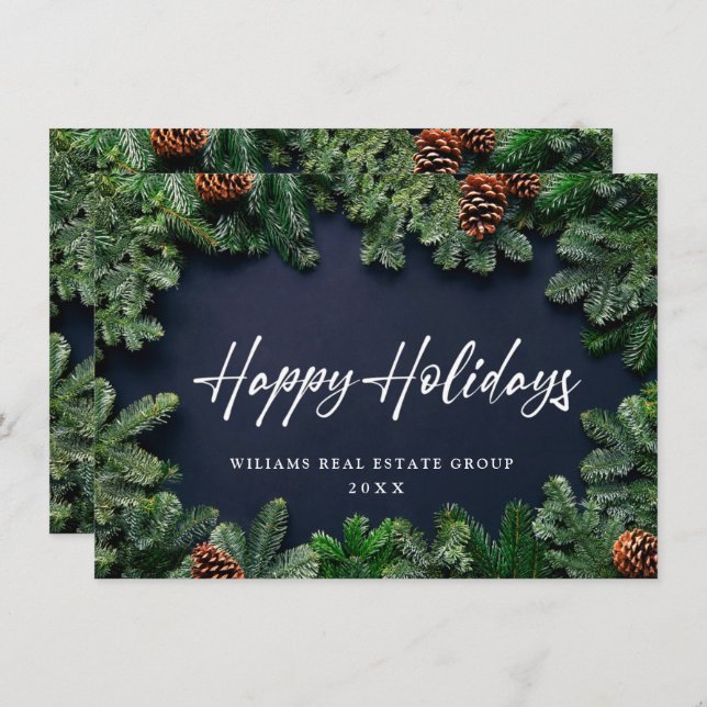 Jul Gräs Cones Corporate Rustic Hälsning Julkort (Fram/baksida)