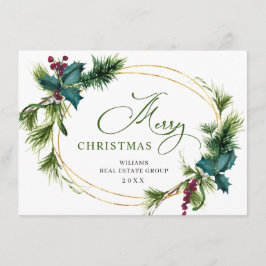 Jul Gräs Cones Corporate Rustic Hälsning Julkort