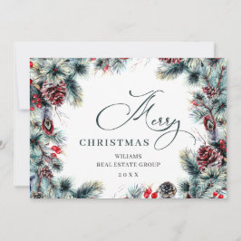 Jul Gräs Cones Corporate Rustic Hälsning Julkort