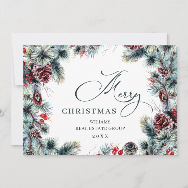 Jul Gräs Cones Corporate Rustic Hälsning Julkort (Framsida)