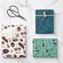 Jul Gräs Cones och Grenar Watercolor