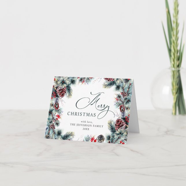 Jul Gräs Cones Rustic Hälsning Helgkort (Framsida)