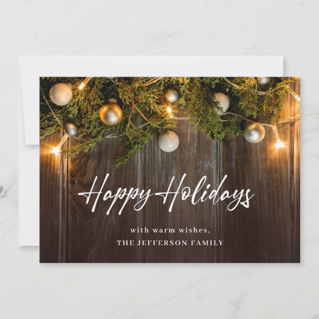 Jul Gräs Cones Rustic Hälsning Julkort (Framsida)