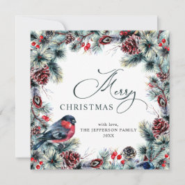 Jul Gräs Cones Rustic Hälsning Julkort