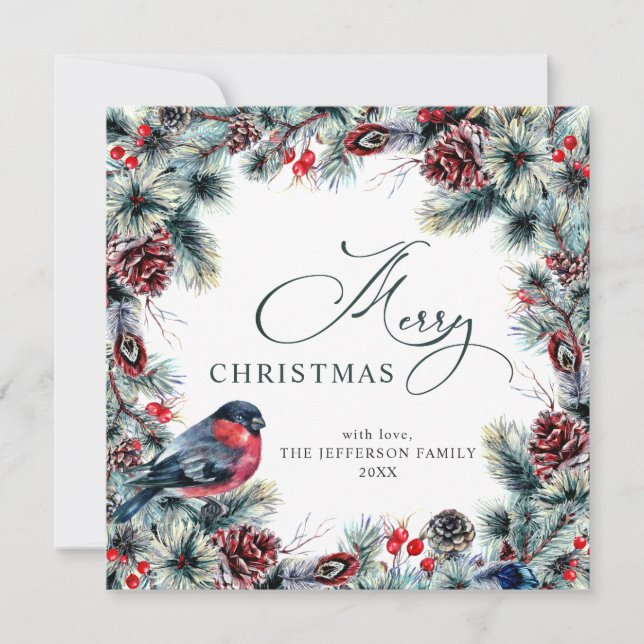 Jul Gräs Cones Rustic Hälsning Julkort (Framsida)