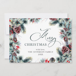 Jul Gräs Cones Rustic Hälsning Julkort