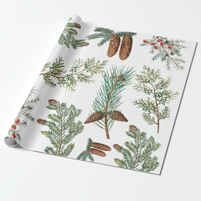 Jul Gräs Conifer Forest Festive Presentpapper (Utrullad)