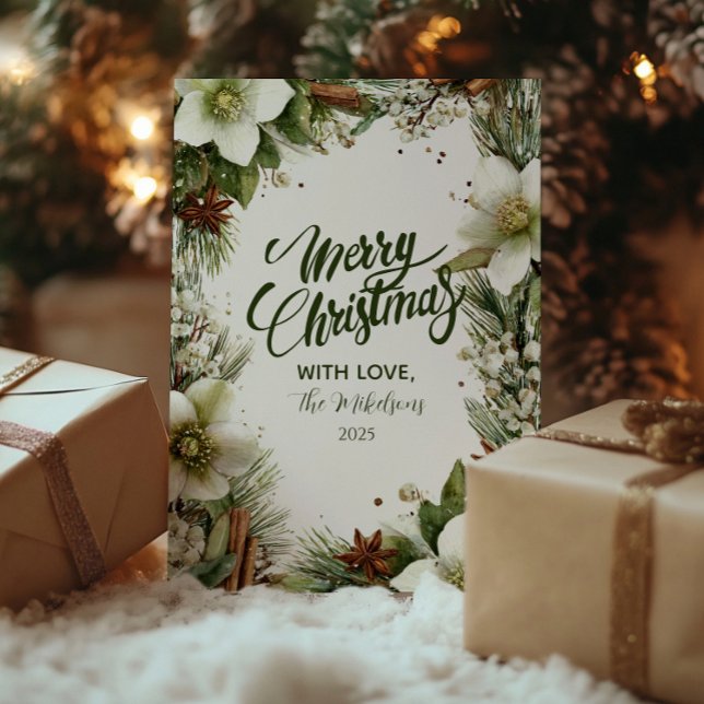 Jul Gräs Greenery Elegance Julkort (Skapare uppladdad)