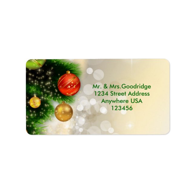 Jul gräs och baubles adressetikett (Framsidan)