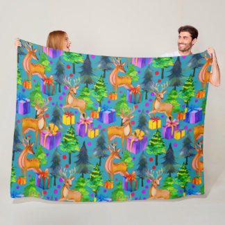 Jul gräs och hjort mönster fleecefilt