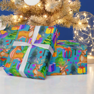 Jul gräs och hjort mönster presentpapper