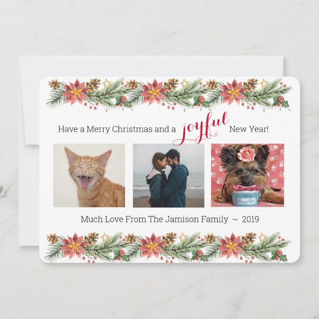 Jul Gräs och Poinsettias - Glatta (Framsida)