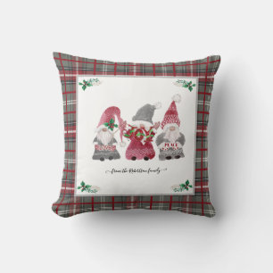 Jul Grått Plade Gnome Kärlek Joy Peace Holly Kudde