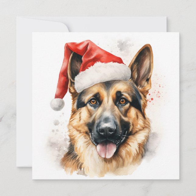 jul gratulationskort tysk schäferhund semester julkort (Framsida)
