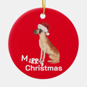 Jul Great dane Hund Merry Hälsning Julgransprydnad Keramik