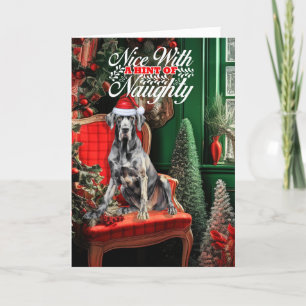 Jul Great dane Hund Naughty eller Nice Helgkort