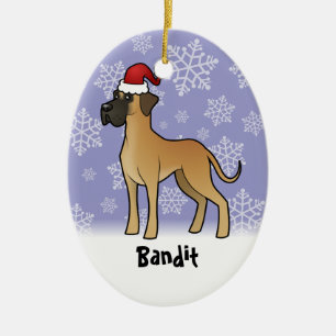 Jul Great dane (lägg till husdjuren namn) Julgransprydnad Keramik