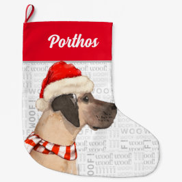 Jul Great dane med Hund Namn Stor Julstrumpa