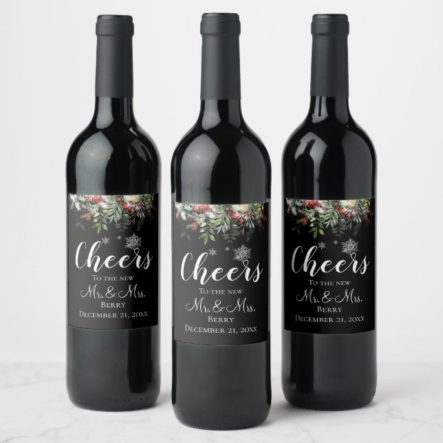 Jul Greenery |Cheers | Ledamot | Jul Vinflaska Etikett (Flaskor)