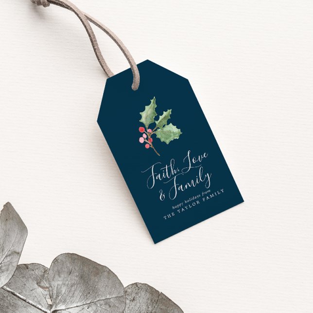 Jul Greenery Faith Kärlek & Family | Tunga Presentetikett (Skapare uppladdad)