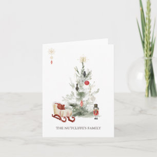 Jul Greenery Guld Snöflingor Nutcracker Anteckningskort