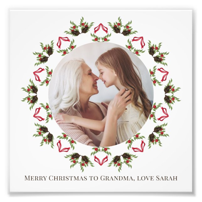 Jul Greenery Holly Berries Foliage Utandning Fototryck (Framsidan)