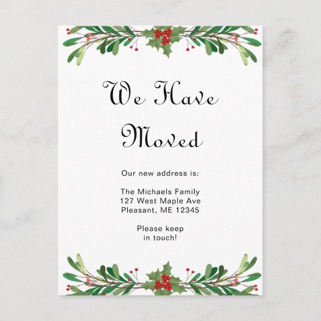 Jul Greenery Ny adress Helgdag Move Vykort (Framsida)