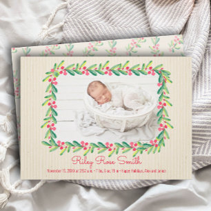 Jul Greenery Wandey Foto Birth Annountion Julkort