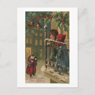 Jul GreetingKids som håller ögonen på Santa Helg Vykort