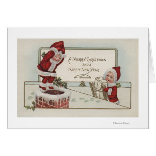 Jul GreetingLittle KidsChimney Hälsningskort