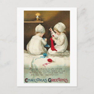 Jul Greetings Kids Sewing jul Socks Helg Vykort