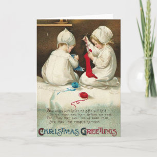 Jul Greetings Kids Sewing jul Socks Helgkort