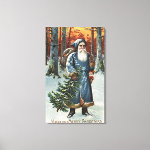 Jul GreetingSanta i blått Canvastryck